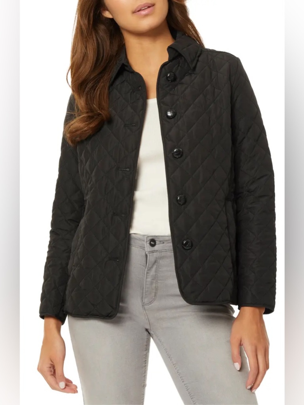 Jones New York Quilted Button Front Jacket